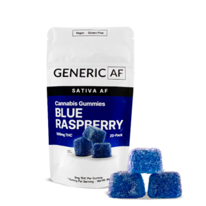 Generic Af Gummies Blue Raspberry  20-pack  100mg THC (5mg/ Gummy)