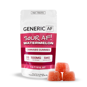 Generic Af Gummies Sour AF Watermelon  20-pack  100mg THC (5mg/ Gummy)