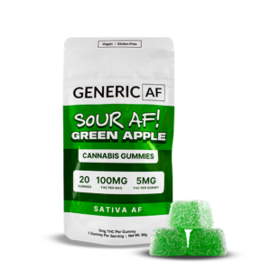 Generic Af Gummies Sour AF Green Apple  20-pack  100mg THC (5mg/ Gummy)
